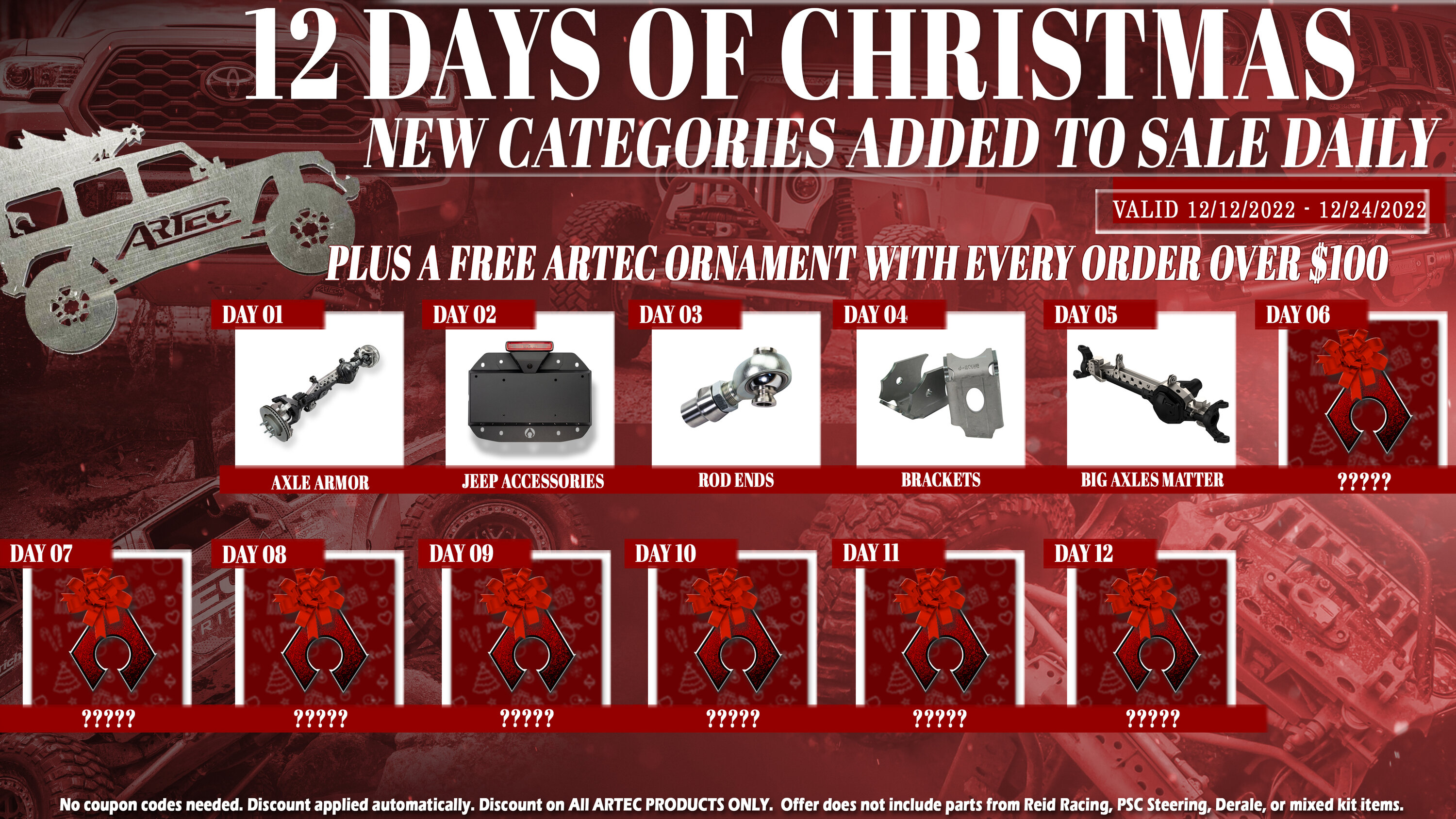 Jeep Wrangler JL Artec Industries 12 days of Christmas Sale On Now 12/12- 12/24 Day 5